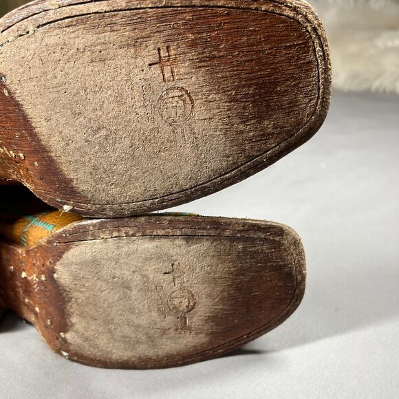 Vtg Circle G Boots Womens Sz 8.5M Western Square Toe Turquoise & Brown Cowgirl - Picture 12 of 16